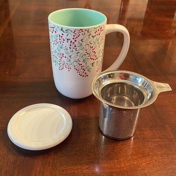 Davids Tea Red Berries And Pastel Greens Design Nordic infuser Tea Mug - Picture 3 of 8